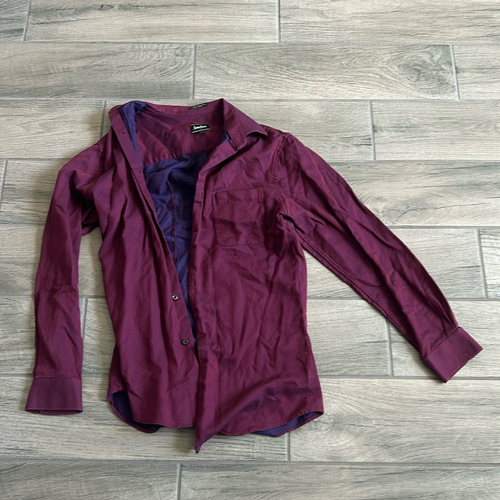Neiman Marcus burgundy button up shirt